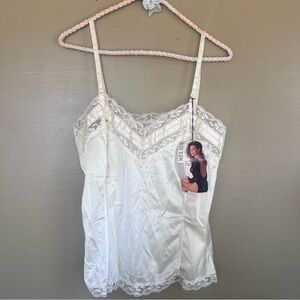 Mel-Lin Vintage NWT White Silky lace  Cami Top adjustable Large